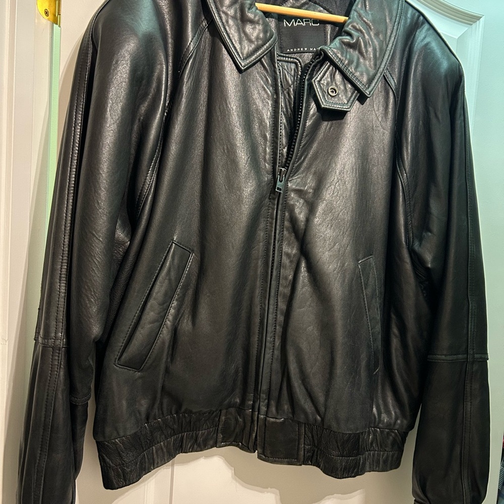 Andrew Marc Leather bomber jacket Large